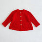 Girls Solid Color Knitted Cardigan Long Sleeves