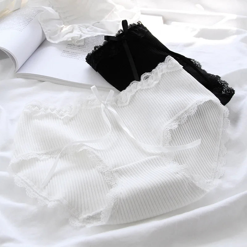 6 Pcs Teen Girls Cotton Middle Waist Briefs Panties