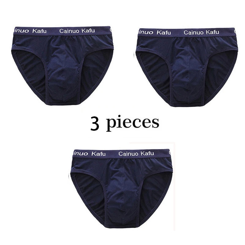 3Pcs Silk  Men's Briefs Bamboo Fiber Bodysuit Comfortable