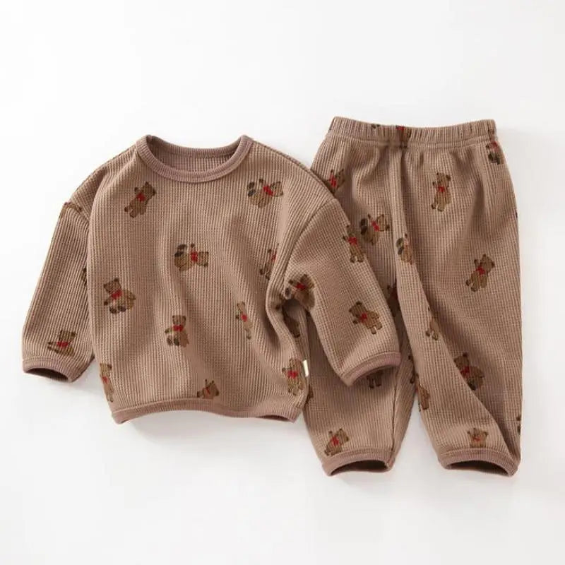 Newborn Boys Round Neck Fashion Waffle Suit