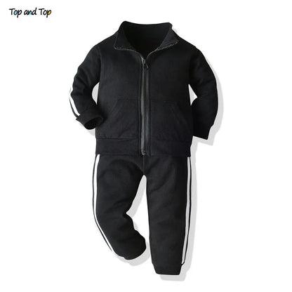 Infant Baby Boy Casual Striped Zipper Tracksuit