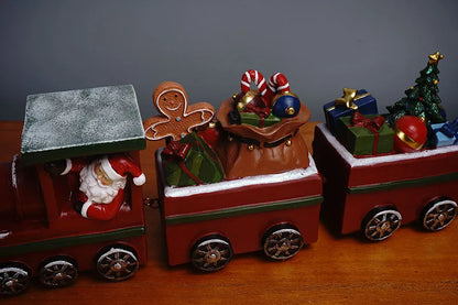 Train Christmas Resin Statue Home Decor Sculpture