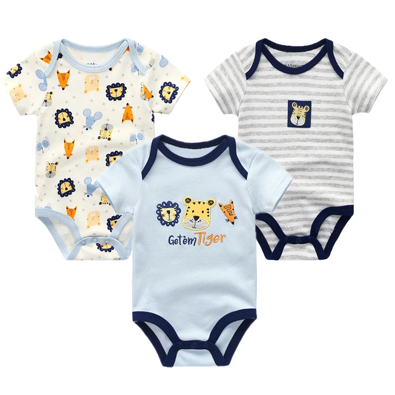 3 Pcs Baby Boy Jumpsuits, Bodysuit 100%Cotton