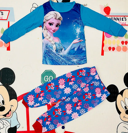 Princess Anna Elsa Cartoon Long Sleeve Pajamas