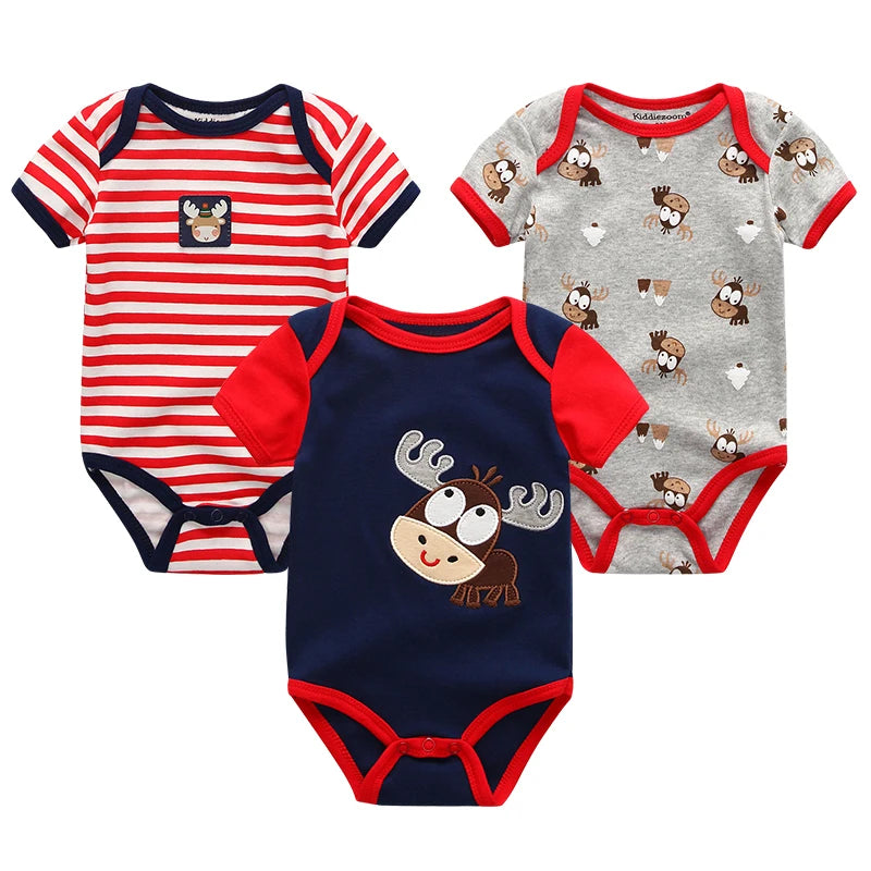 3 Pcs Baby Boy Jumpsuits, Bodysuit 100%Cotton