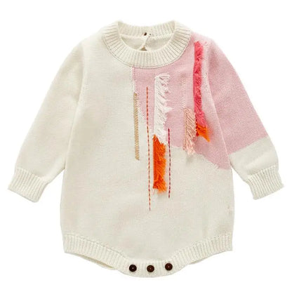 Baby Girls Knitting Romper Red Fashion