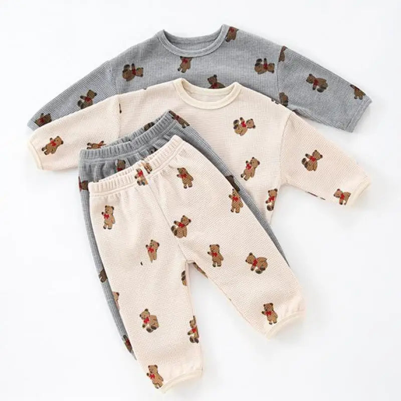 Newborn Boys Round Neck Fashion Waffle Suit