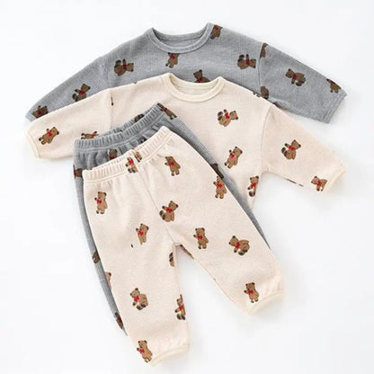 Newborn Boys Round Neck Fashion Waffle Suit