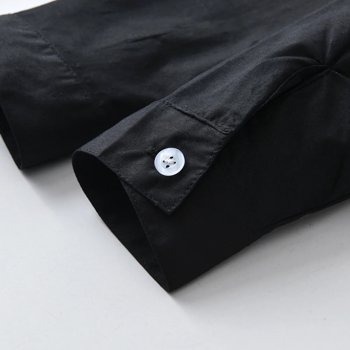 Black Long Sleeve Lapel Cardigan Shirt Casua