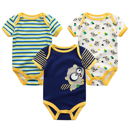 3 Pcs Baby Boy Jumpsuits, Bodysuit 100%Cotton