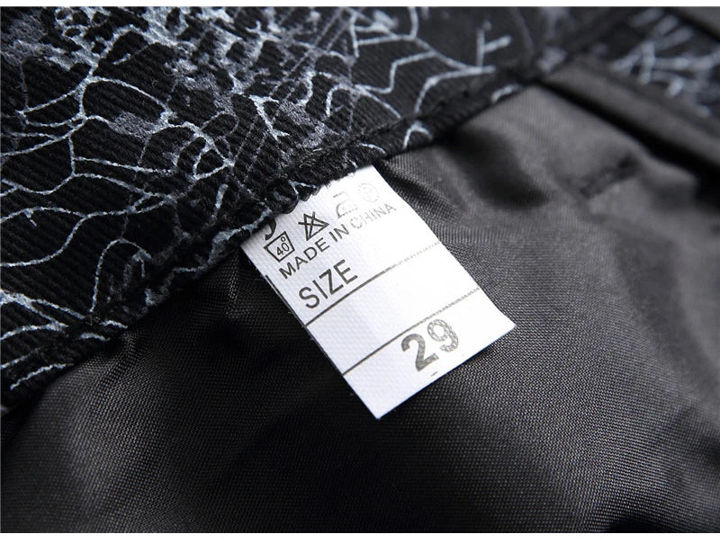 Men's slim black printed jeans Fashion stretch