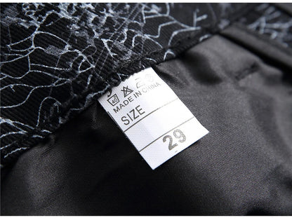 Men's slim black printed jeans Fashion stretch