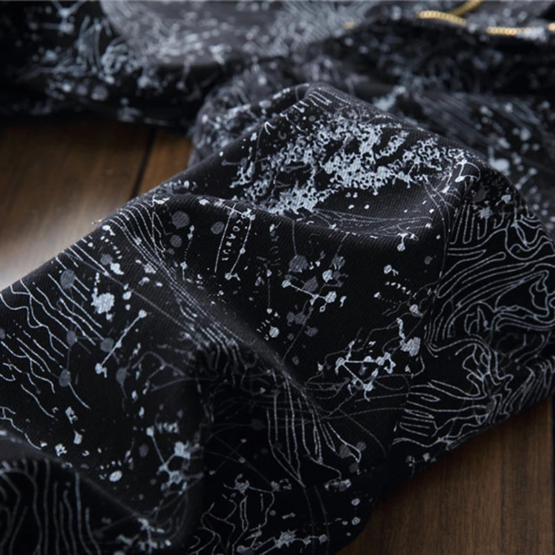 Men's slim black printed jeans Fashion stretch
