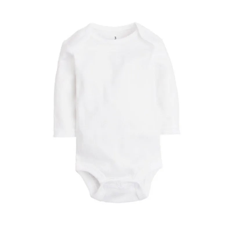 3PCS Boy/Girl Cotton Long Sleeve White Baby Onesie