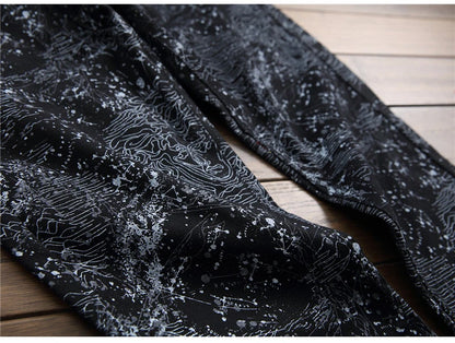 Men's slim black printed jeans Fashion stretch