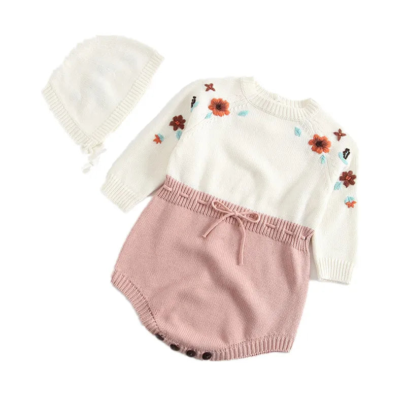 Baby Girls Knitting Romper Red Fashion