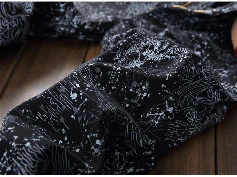 Men's slim black printed jeans Fashion stretch