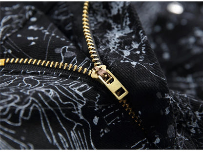 Men's slim black printed jeans Fashion stretch