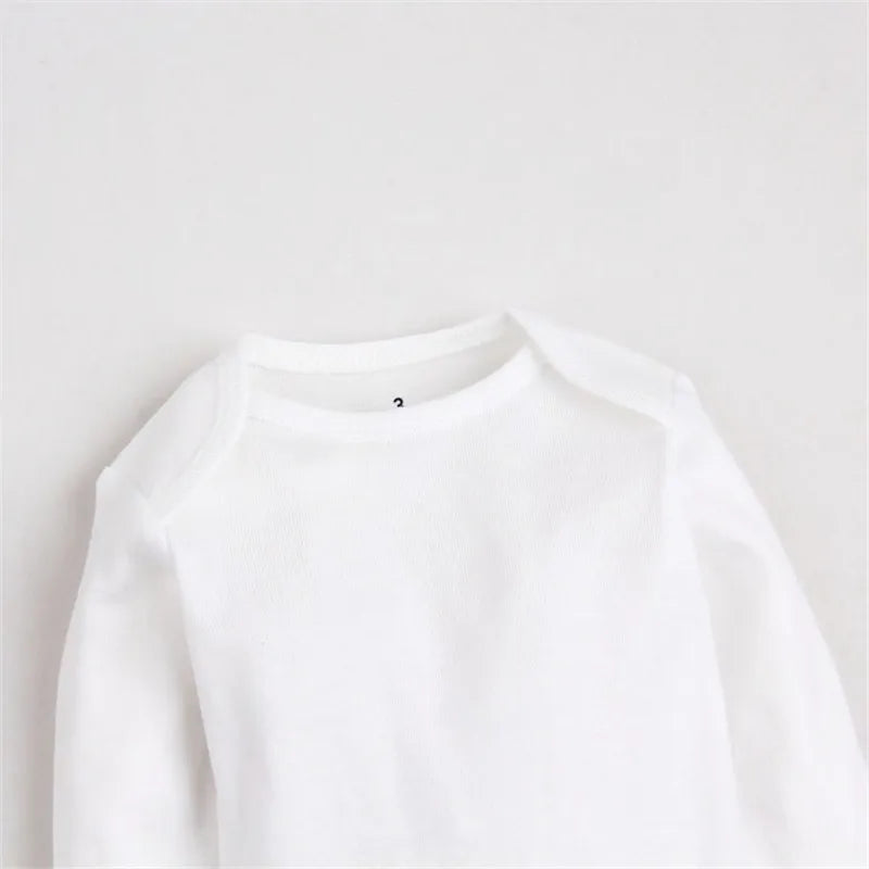 3PCS Boy/Girl Cotton Long Sleeve White Baby Onesie