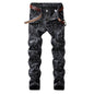 Men's slim black printed jeans Fashion stretch