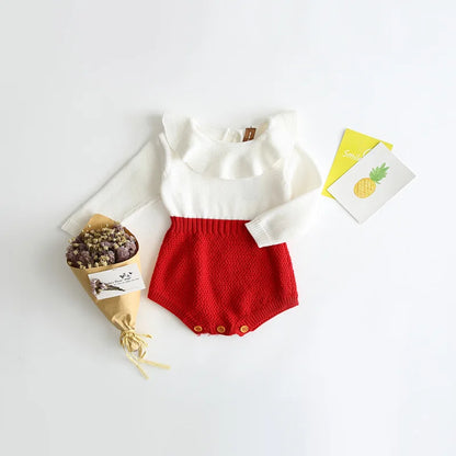 Baby Girls Knitting Romper Red Fashion
