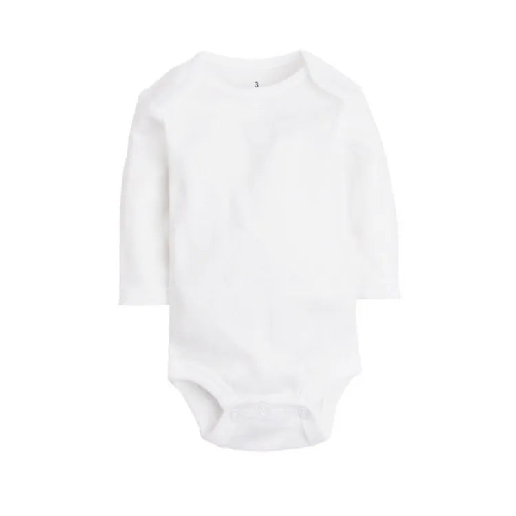 3PCS Boy/Girl Cotton Long Sleeve White Baby Onesie
