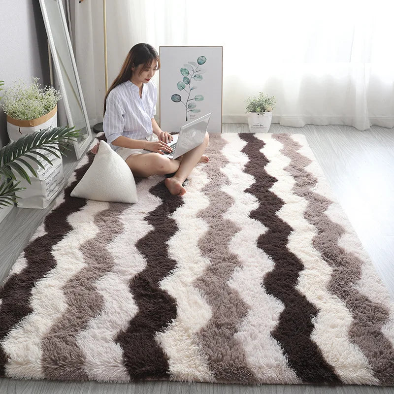 White Fluffy Modern Home Decor Rug Non-Slip