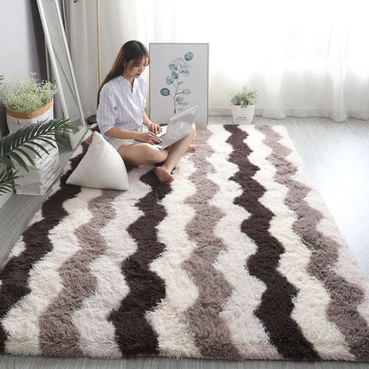 White Fluffy Modern Home Decor Rug Non-Slip