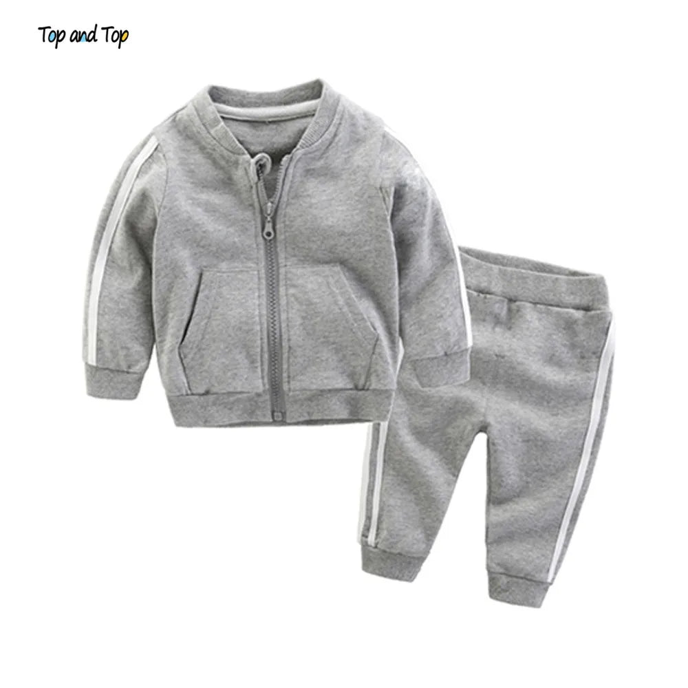 Infant Baby Boy Casual Striped Zipper Tracksuit