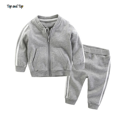 Infant Baby Boy Casual Striped Zipper Tracksuit