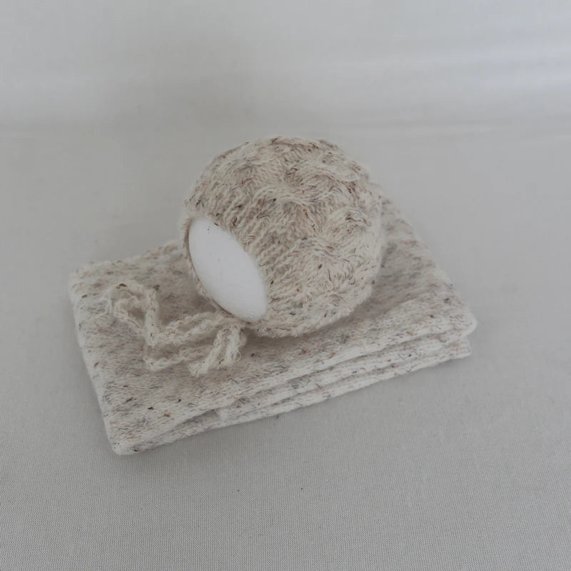 Vintage Knit Stretch Fuzzy Wrap And Bunny Hat