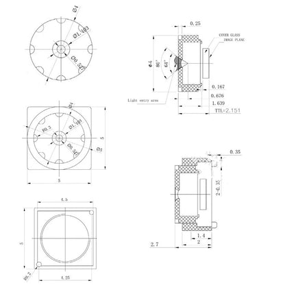 HD Lens 5X5 1/9 50 Degrees Built-in 650nm IR