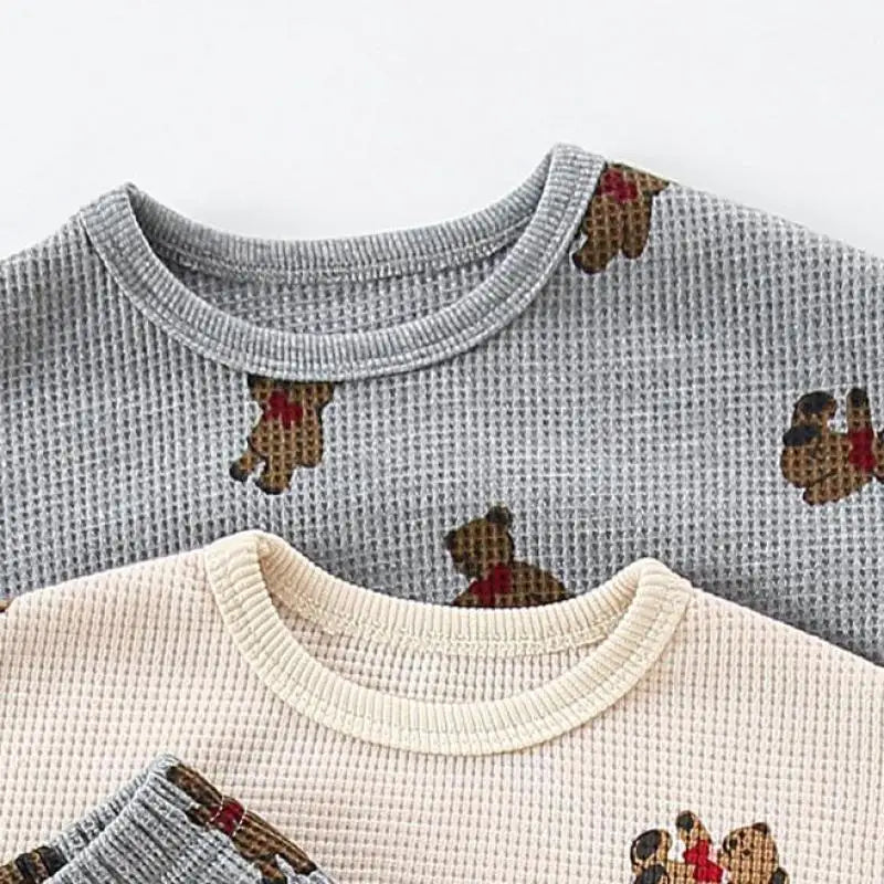 Newborn Boys Round Neck Fashion Waffle Suit