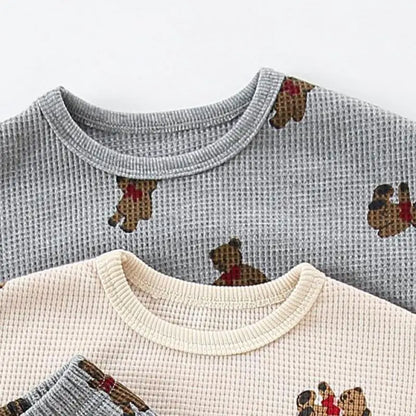 Newborn Boys Round Neck Fashion Waffle Suit