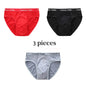 3Pcs Silk  Men's Briefs Bamboo Fiber Bodysuit Comfortable