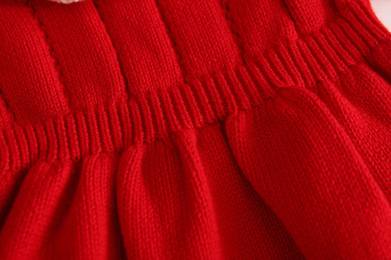 Baby Girls Knitting Romper Red Fashion