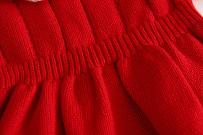 Baby Girls Knitting Romper Red Fashion