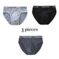 3Pcs Silk  Men's Briefs Bamboo Fiber Bodysuit Comfortable