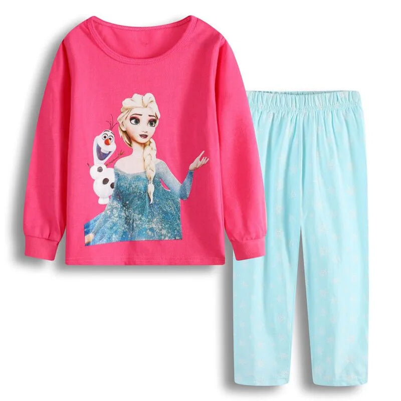 Princess Anna Elsa Cartoon Long Sleeve Pajamas