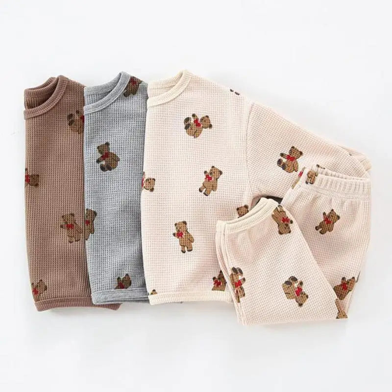 Newborn Boys Round Neck Fashion Waffle Suit