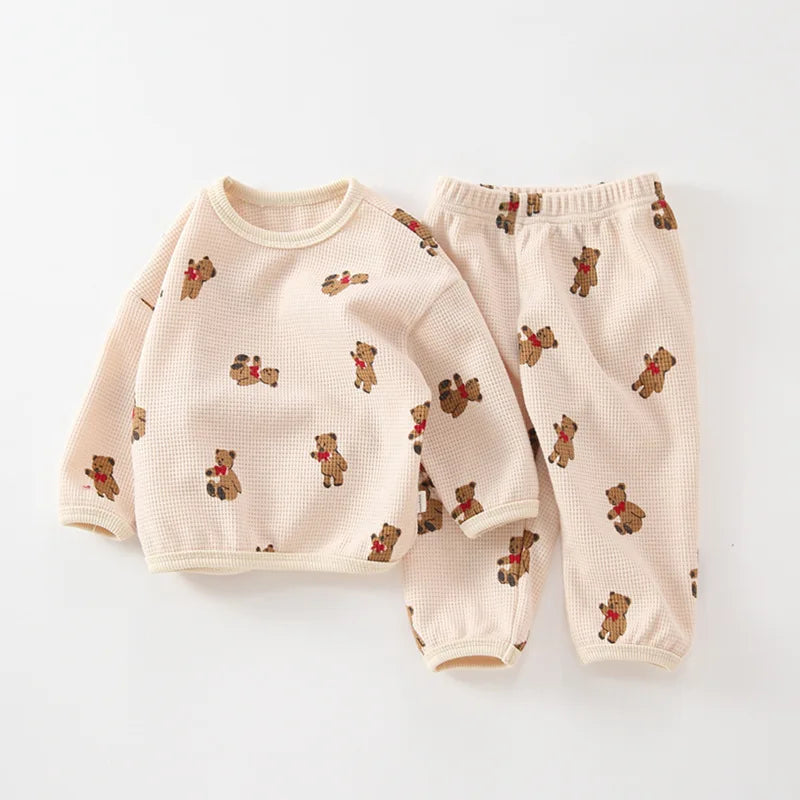 Newborn Boys Round Neck Fashion Waffle Suit