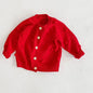 Girls Solid Color Knitted Cardigan Long Sleeves