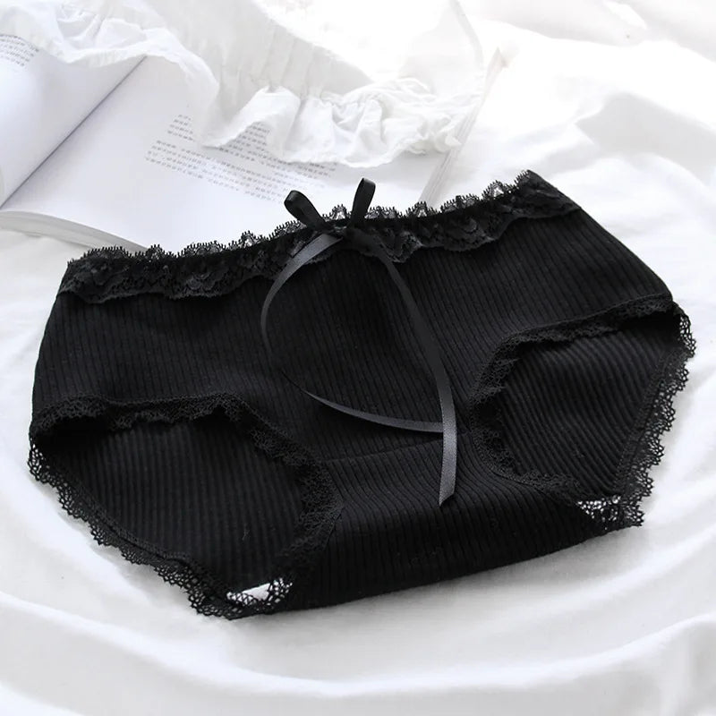 6 Pcs Teen Girls Cotton Middle Waist Briefs Panties