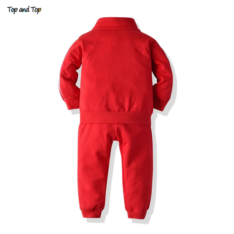 Infant Baby Boy Casual Striped Zipper Tracksuit