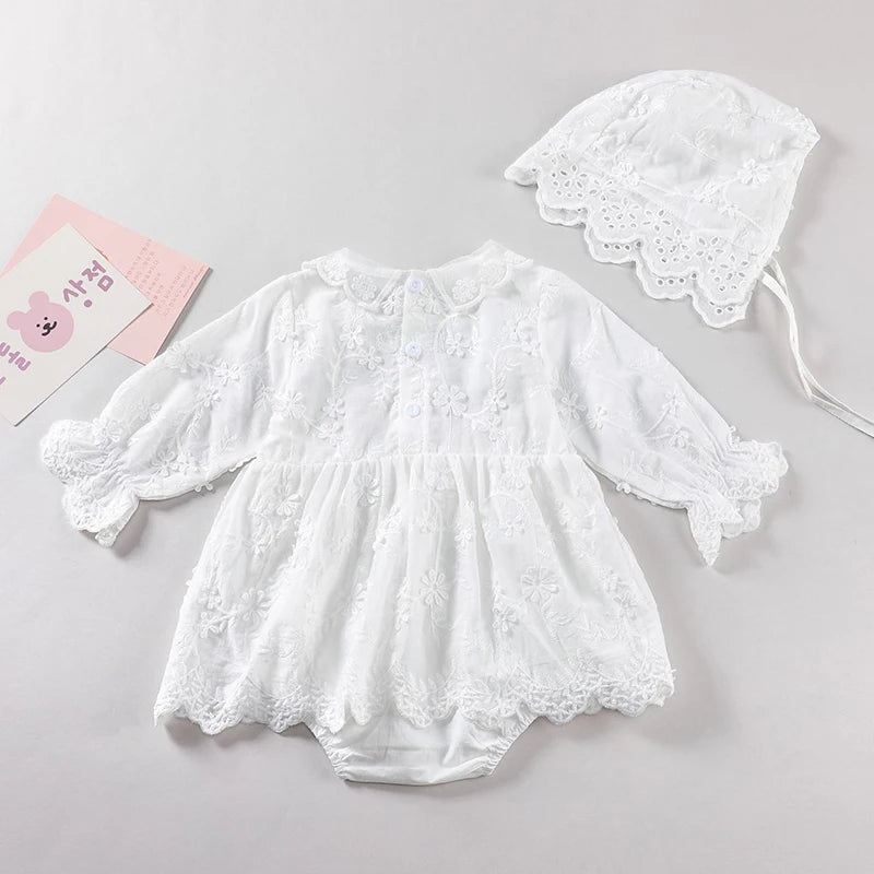 Baby Girls Long Sleeve Flower Embroidery Jumpsuit
