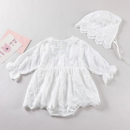 Baby Girls Long Sleeve Flower Embroidery Jumpsuit