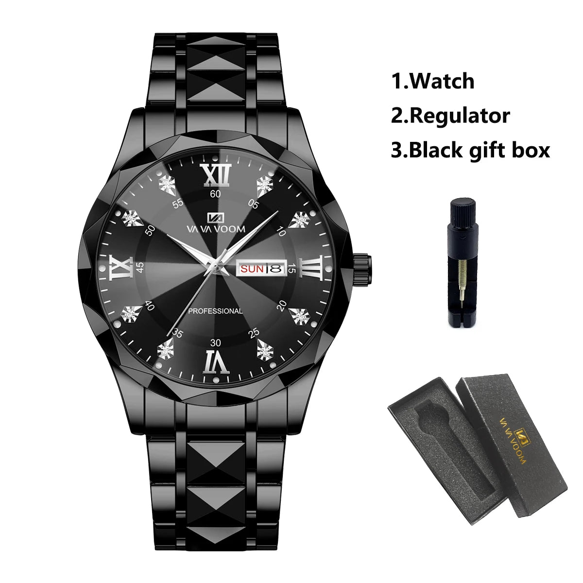 Diamond Luxury Night Glow Double Calendar Quartz