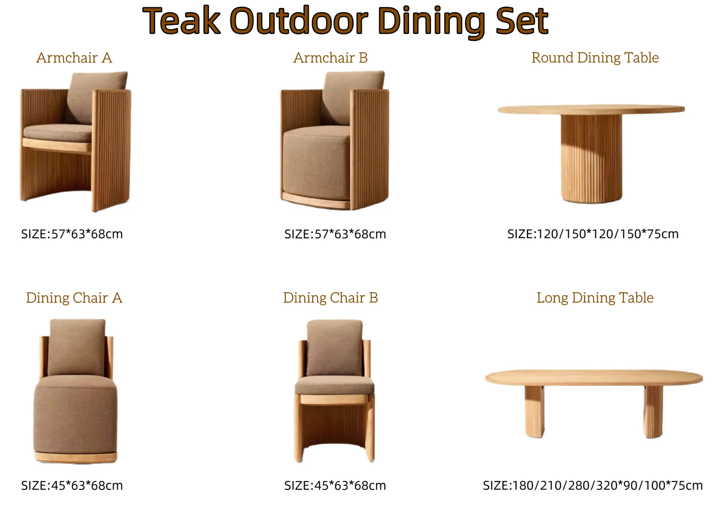 Outdoor Patio Teak Sectional Sofa Set Waterproof