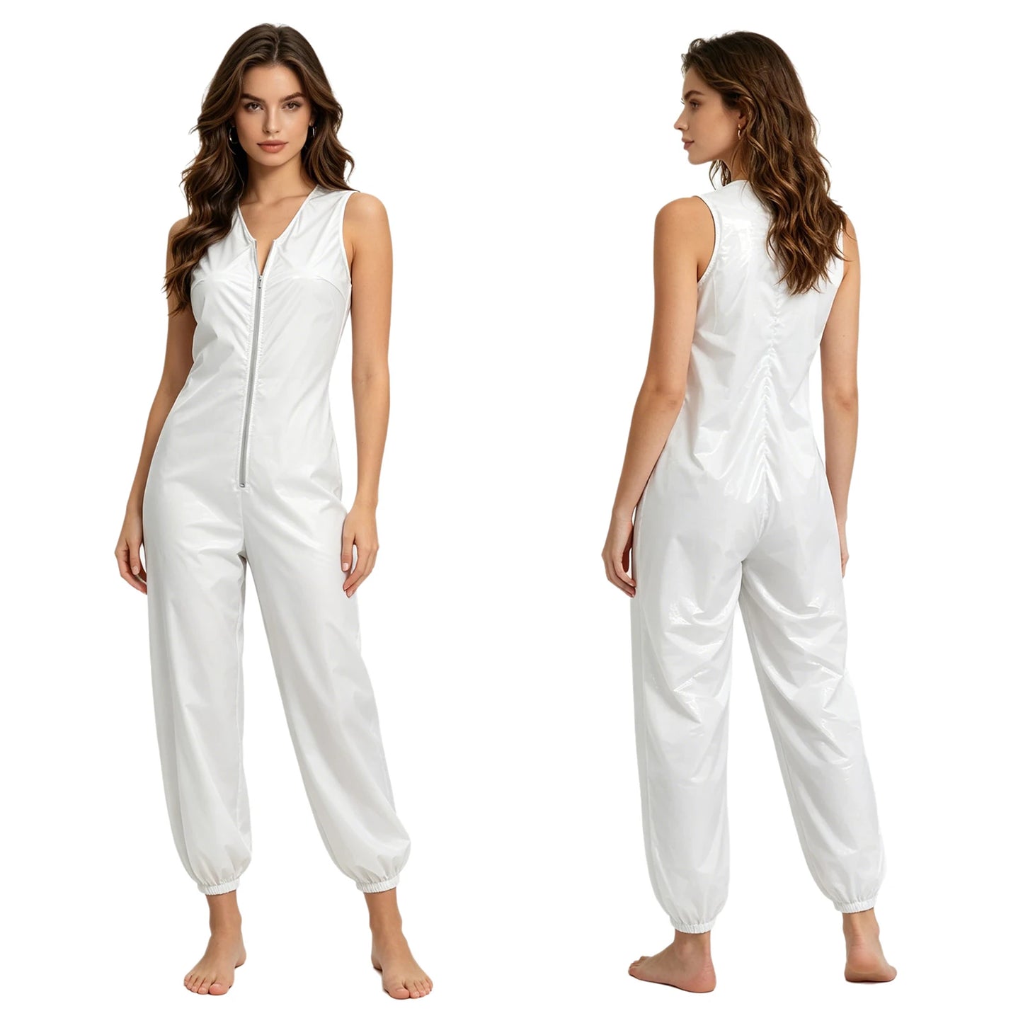 Adult Waterproof Leakproof Adaptive Jumpsuit Front Zipper Sleeveless Rompers for Special Needs Elderly Incontinence Underwear