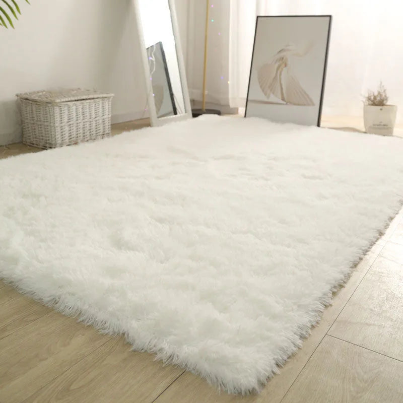 White Fluffy Modern Home Decor Rug Non-Slip